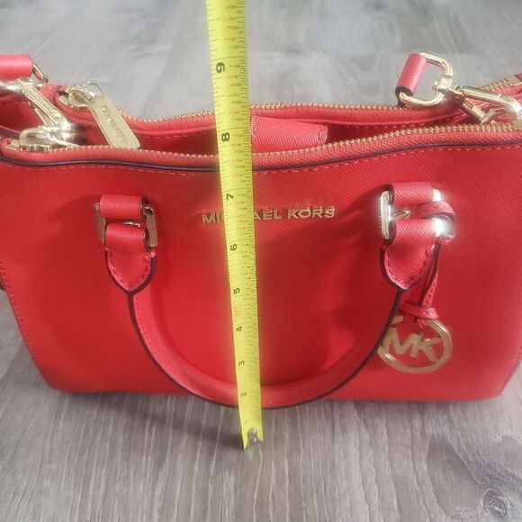 Michael Kors Sutton Mandarin Orange Small Leather Handbag Purse Bag - Picture 7 of 12